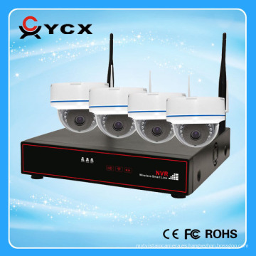 Kit de CCTV inalámbrico de 4 canales con 4 cámaras IP interiores